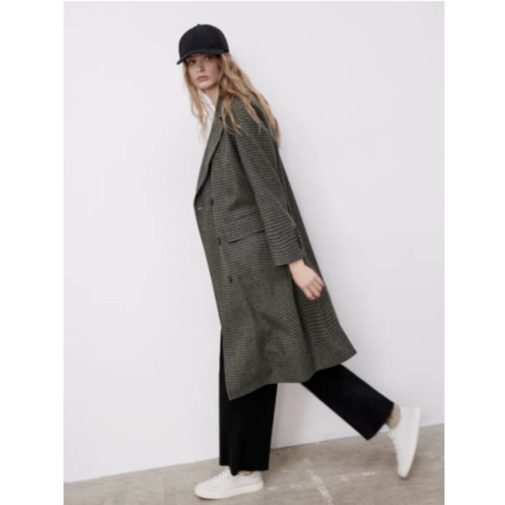ZARA NWT WOMEN WOOL BLEND OVERSIZED LONG COAT - Picture 4 of 11